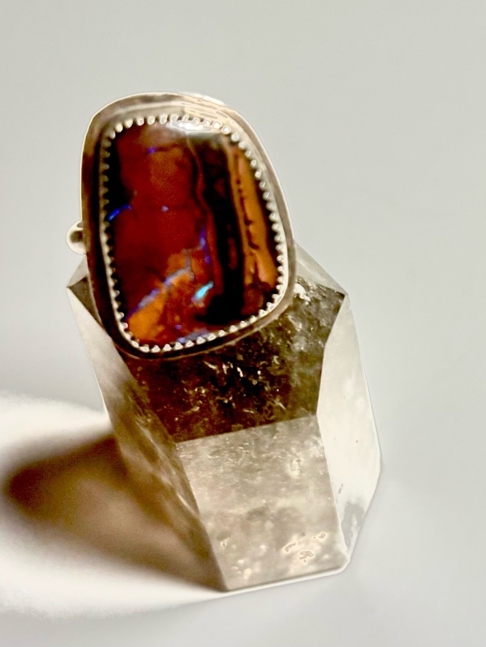 Boulder Opal and Sterling Silver Ring